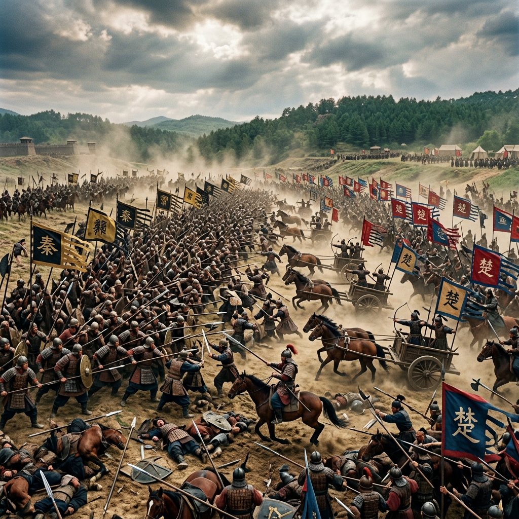 Warring States battlefield with ancient Chinese armies